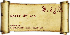 Wolff Ákos névjegykártya