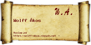 Wolff Ákos névjegykártya